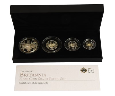 Lot 362 - UK, Silver Proof Britannia Set 2011, 4 coin...