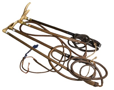 Lot 396 - Four Hunting Whips, one by Swaine, London, one...