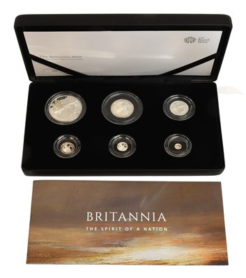 Lot 348 - UK, Silver Proof Britannia Set 2019, 6 coin...