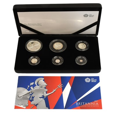 Lot 379 - UK, Silver Proof Britannia Set 2017, 6 coin...