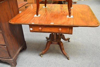 Lot 562 - A George IV mahogany, crossbanded, boxwood and ebony strung Pembroke table, 2nd quarter 19th...