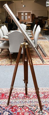 Lot 1371 - A Chrome-Plated Telescope, on a mahogany and...