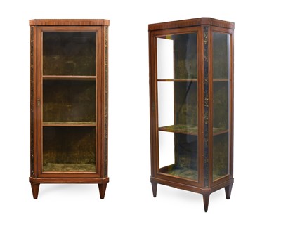 Lot 276 - A Pair of Satinwood and Japanned Vitrines,...