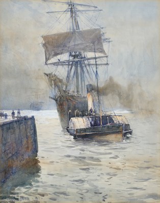 Lot 1007 - Ernest Dade (1864-1934) Tall-masted ship and...