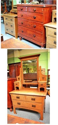 Lot 576 - Victorian pine chest of drawers and two dressing tables