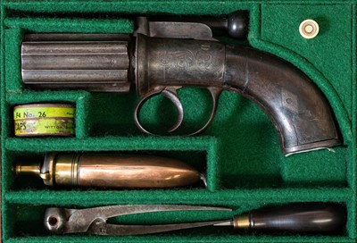 Lot 449 - A 19th Century Six Shot Percussion Pepperbox...