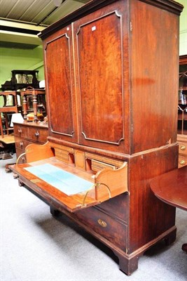 Lot 584 - Georgian mahogany secretaire press, width 126cm