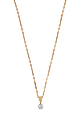 Lot 2065 - A Diamond Solitaire Pendant on Chain the round...