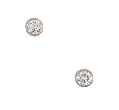 Lot 2066 - A Pair of 18 Carat Gold Diamond Solitaire...