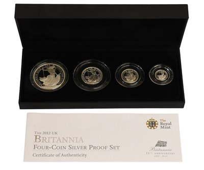Lot 415 - UK, Silver Proof Britannia Set 2012, 4 coin...