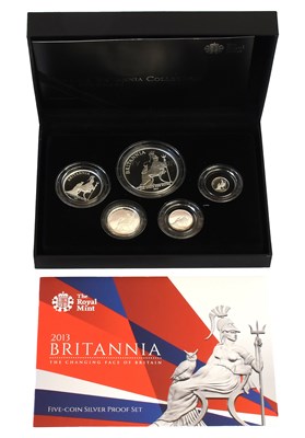 Lot 393 - UK, Silver Proof Britannia Collection 2013, 5...