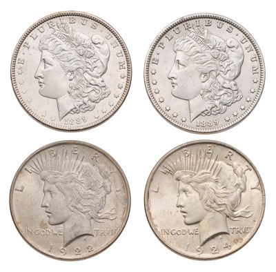 Lot 122 - USA, Assorted Silver Dollars, comprising 2x...