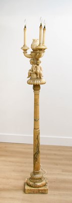 Lot 551 - An Italian Carved Alabaster Three-Branch...
