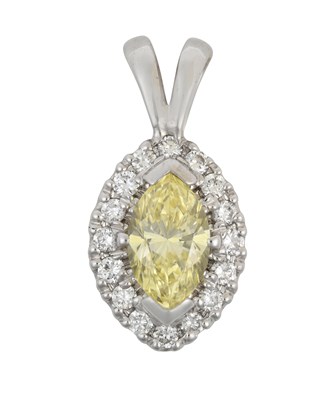Lot 2063 - A Diamond Cluster Pendant the fancy yellow...