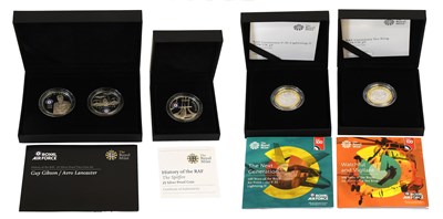 Lot 388 - Royal Mint, Assorted RAF Themed Silver Proof...