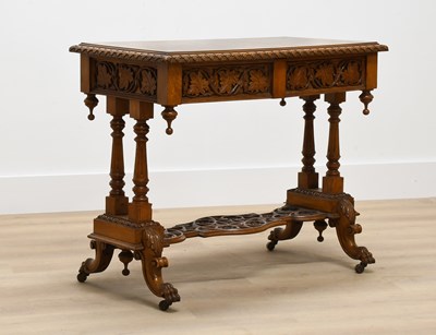 Lot 255 - A Victorian Carved Oak, Specimen Wood and...