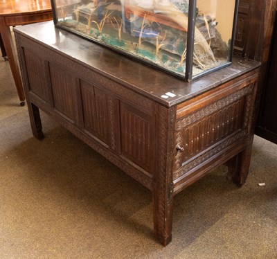Lot 1451 - An 18th Century Panelled Oak Coffer, (altered)...