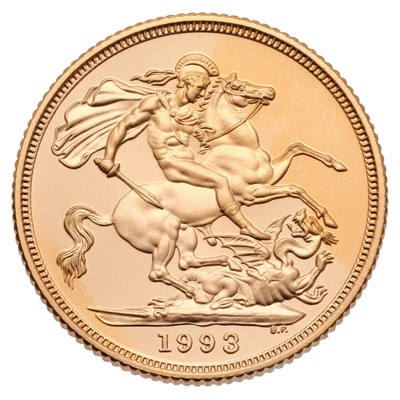 Lot 189 - Elizabeth II, Proof Sovereign 1993,...