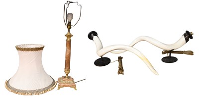 Lot 405 - A Pair of Kudu Horn Wall Lamps and a gilt...