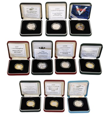 Lot 352 - Royal Mint, Assorted Silver Proof Two Pound...