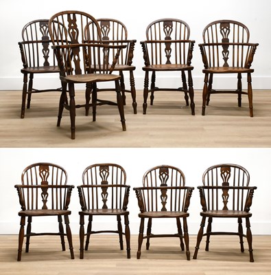 Lot 216 - A Harlequin Set of Nine 19th Century Yew Wood,...