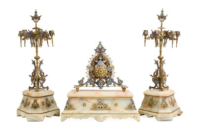 Lot 200 - A Good Champleve Enamel and Gilt Bronze...