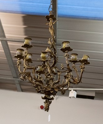 Lot 1484 - A Gilt Metal Ten-Light Chandelier, with...
