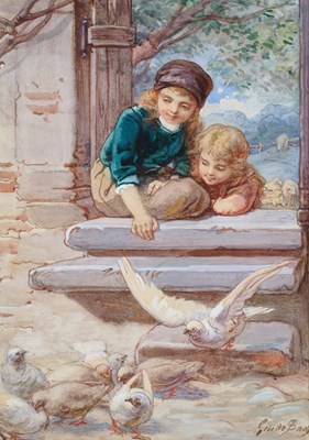 Lot 1003 - Guido Bach RI (1828-1905) Two young boys...