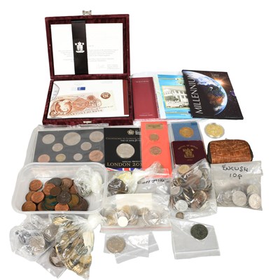 Lot 306A - Mixed British and World Coins, to include: a...
