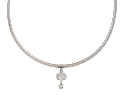 Lot 2216 - A Diamond Cluster Pendant on Chain the pear...