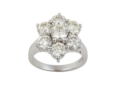 Lot 2226 - An 18 Carat White Gold Diamond Cluster Ring...