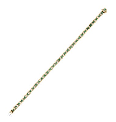Lot 2250 - An Emerald and Diamond Line Bracelet, by Amoro...