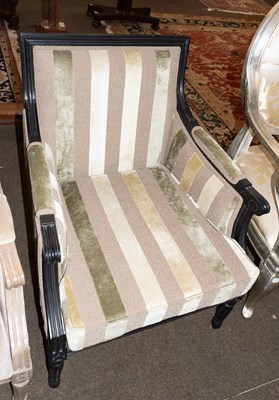 Lot 1406 - An Aesthetic-Style Ebonised and Upholstered...