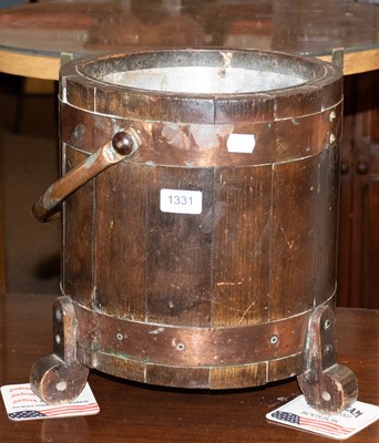 Lot 1326 - A Coopered Staved Oak Coal Bucket, with copper...