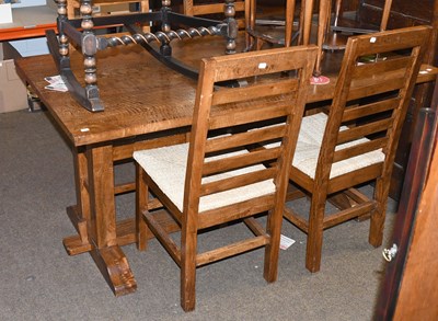 Lot 1310 - A Modern Hardwood Refectory Dining Table, and...