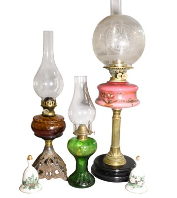 Lot 76 - Three Victorian Oil lamps, and a collection of...