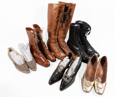 Lot 2030 - 19th and 20th Century Leather Lace Up Boots...