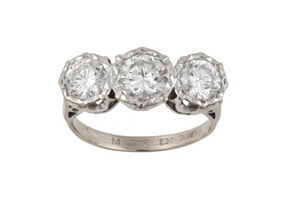Lot 2325 - An 18 Carat White Gold Diamond Three Stone...