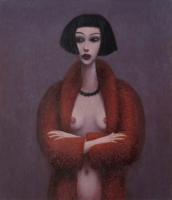 Lot 556 - Philip Davies (b.1953) "Young Girl with Fur...