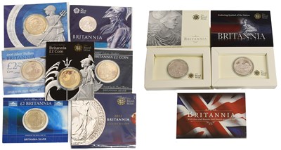 Lot 284 - Assorted UK Fine Silver Britannias, 9 in total,...
