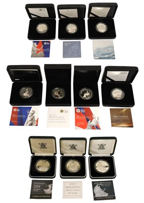 Lot 278 - 10x UK Silver Proof 1oz Britannias, comprising:...