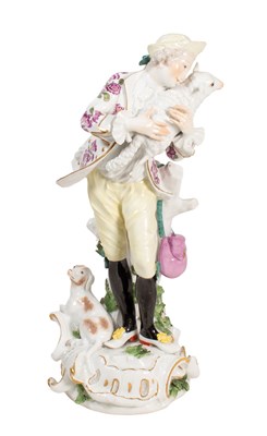 Lot 135 - A Meissen Porcelain Figure of a Shepherd,...