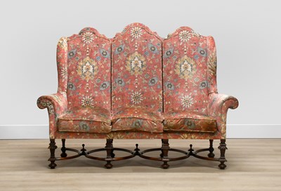 Lot 236 - A William & Mary Style Walnut-Framed Wing-Back...