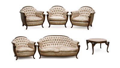 Lot 327 - A French Carved Walnut Six-Piece Lounge Suite,...