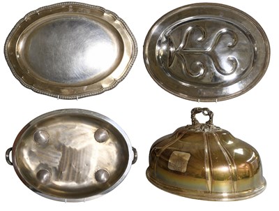 Lot 95 - Silver Plated Meat Dish Cover, Meat Dish, and...