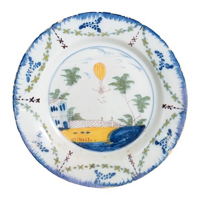 Lot 125 - An English Delft Ballooning Side Plate,...