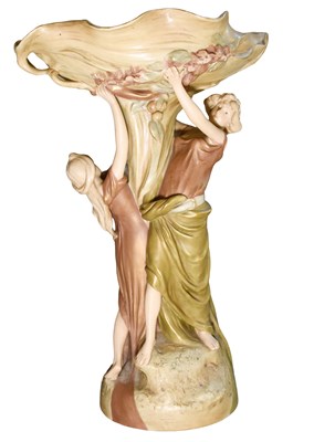 Lot 35 - A Royal Dux Porcelain Figural Pedestal Bowl,...