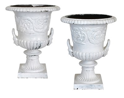 Lot 351 - A Pair of Victorian Cast Iron Campana Garden...