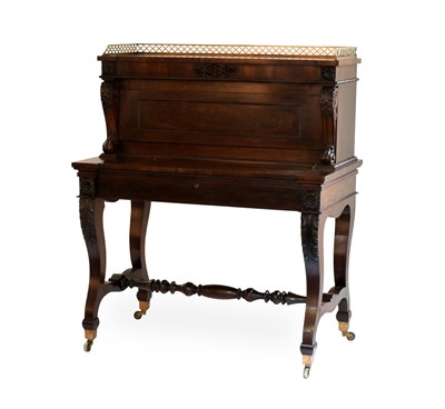 Lot 282 - A Carved Rosewood Desk, circa 1820-30, the...