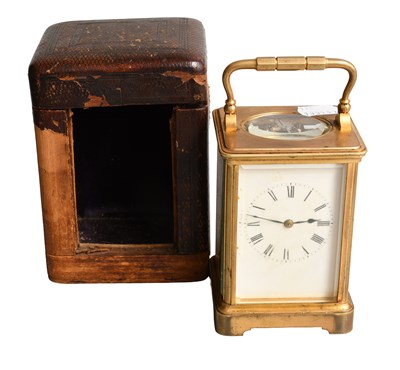 Lot 64 - A French Brass Striking Carriage Clock, signed...
